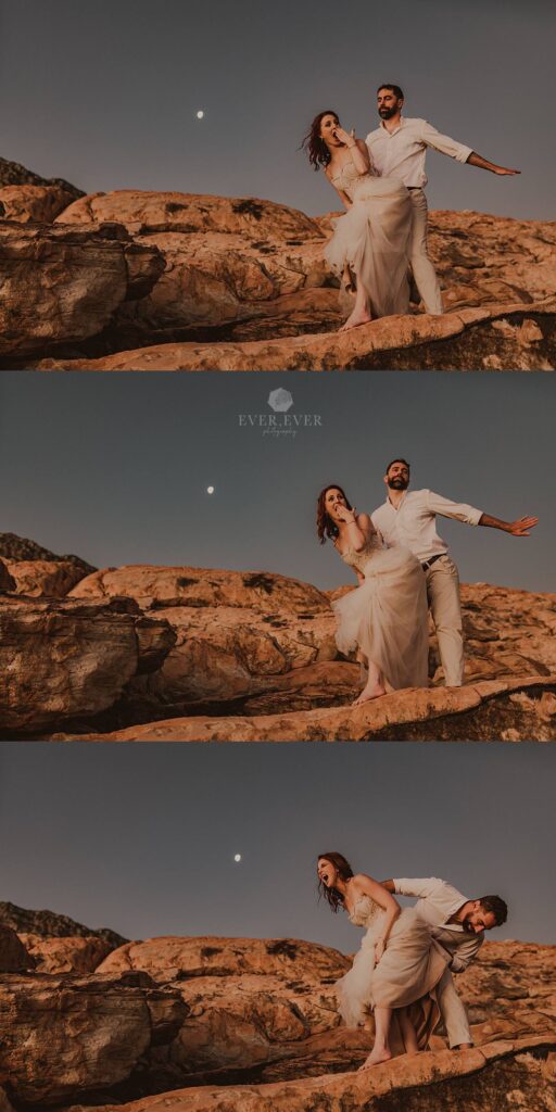wedding elopement sunset photography couple cape town laughter fun naughty